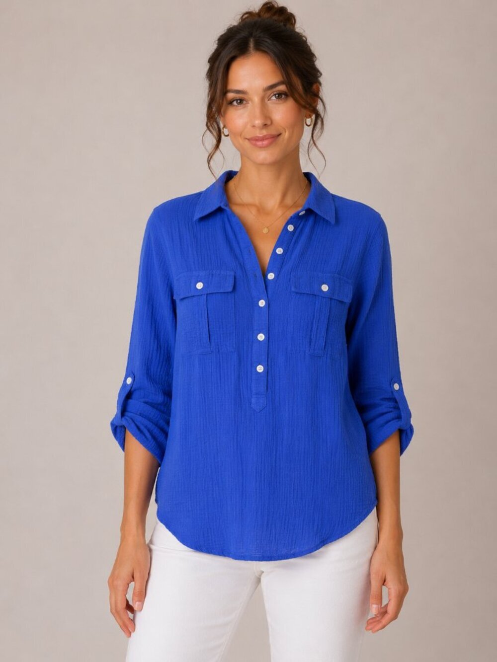 Tommy Bahama Coastal Blue 100% Cotton Beach Shirt XS Petite